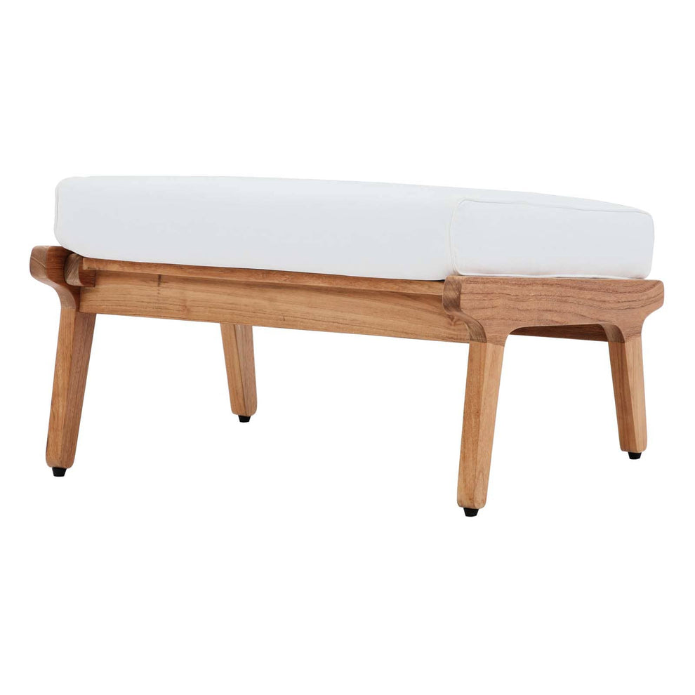 Modway Saratoga Outdoor Patio Teak Ottoman Natural White - EEI-2936 | Outdoor Ottomans | Modishstore - 4