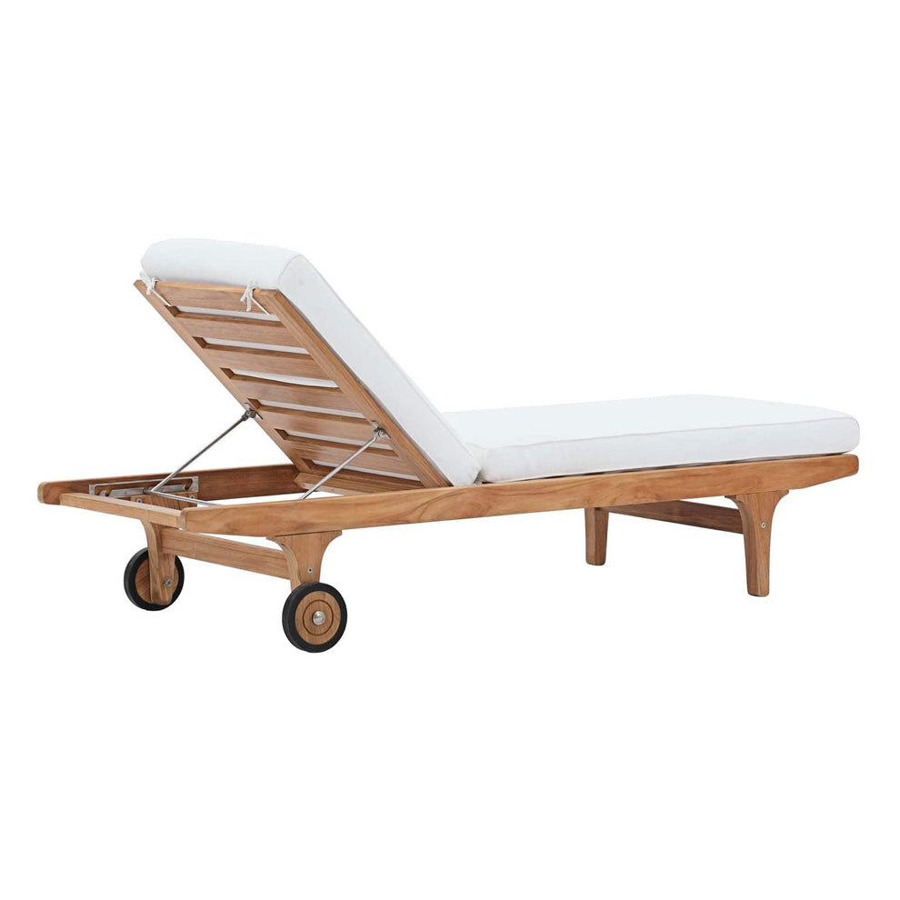 Modway Saratoga Outdoor Patio Teak Chaise Lounge Natural White - EEI-2937 | Outdoor Recliners & Lounge Chairs | Modishstore - 4