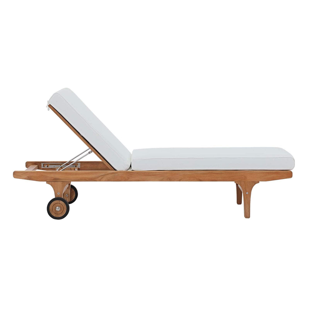 Modway Saratoga Outdoor Patio Teak Chaise Lounge Natural White - EEI-2937 | Outdoor Recliners & Lounge Chairs | Modishstore - 5