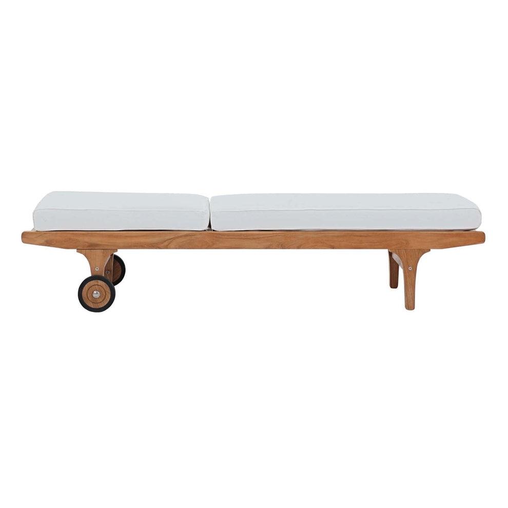 Modway Saratoga Outdoor Patio Teak Chaise Lounge Natural White - EEI-2937 | Outdoor Recliners & Lounge Chairs | Modishstore - 6