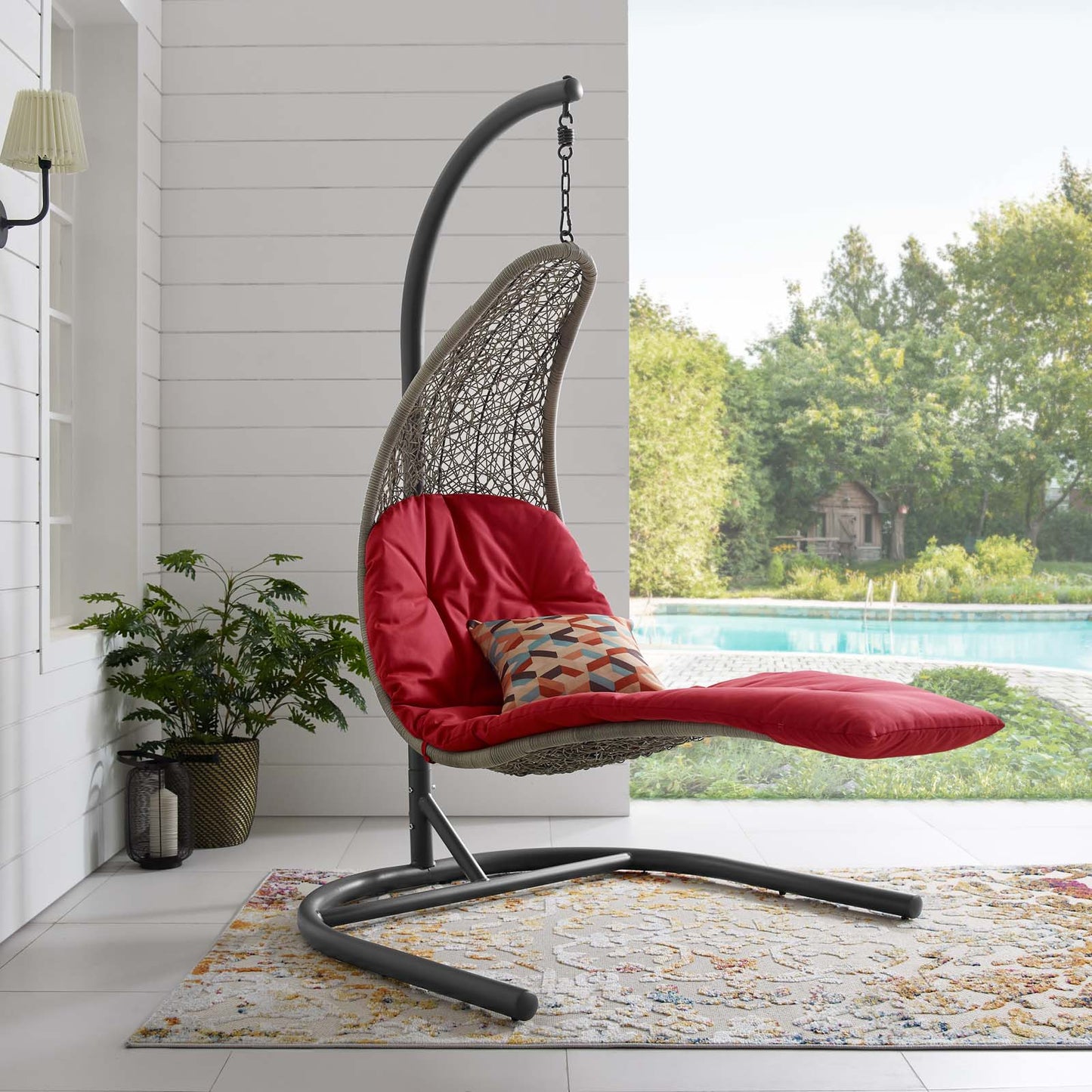 Modway Landscape Hanging Chaise Lounge Outdoor Patio Swing Chair | Outdoor Porch Swings | Modishstore