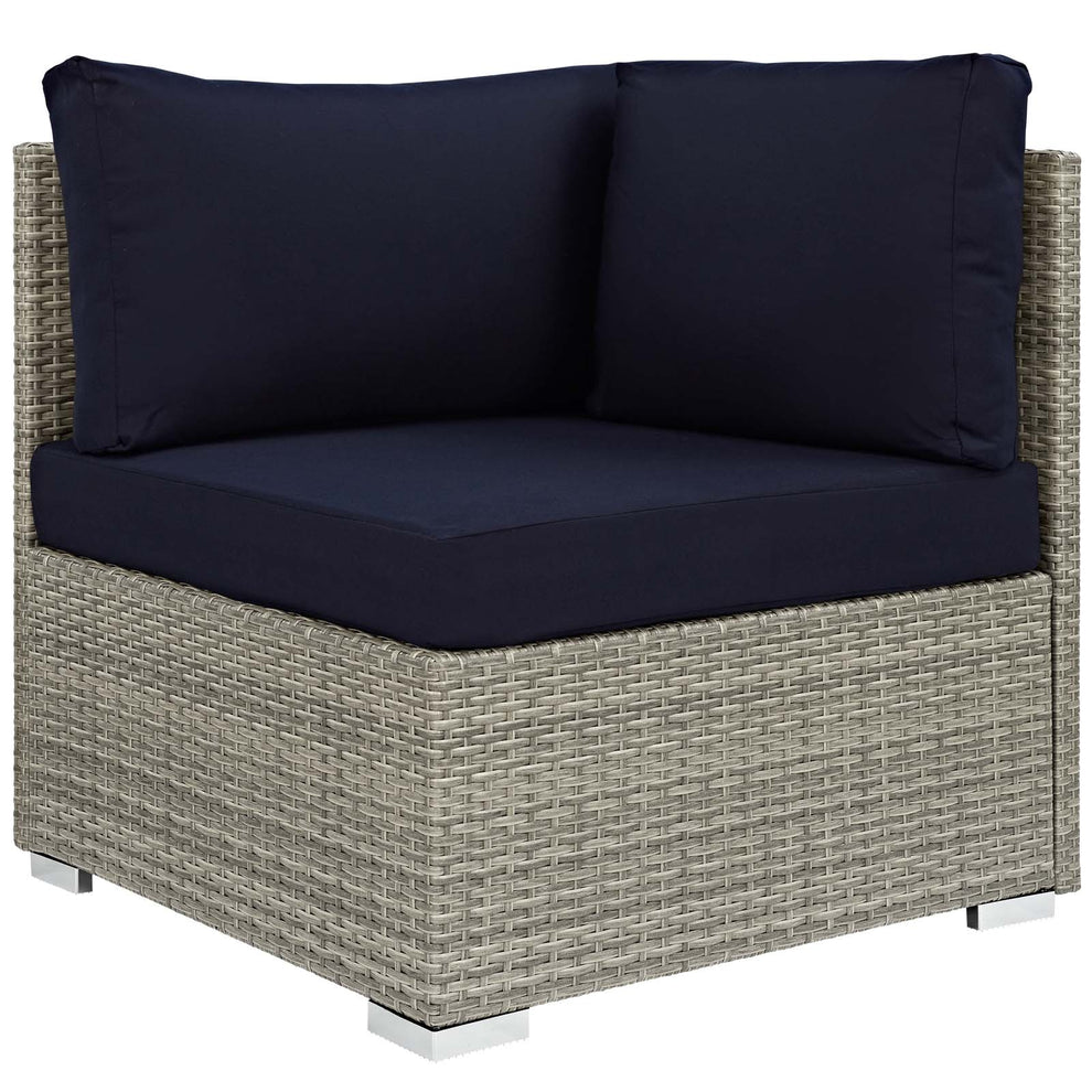 Modway Repose Sunbrella Fabric Outdoor Patio Corner Light Gray Navy - EEI-2957 | Outdoor Sofas, Loveseats & Sectionals | Modishstore - 1