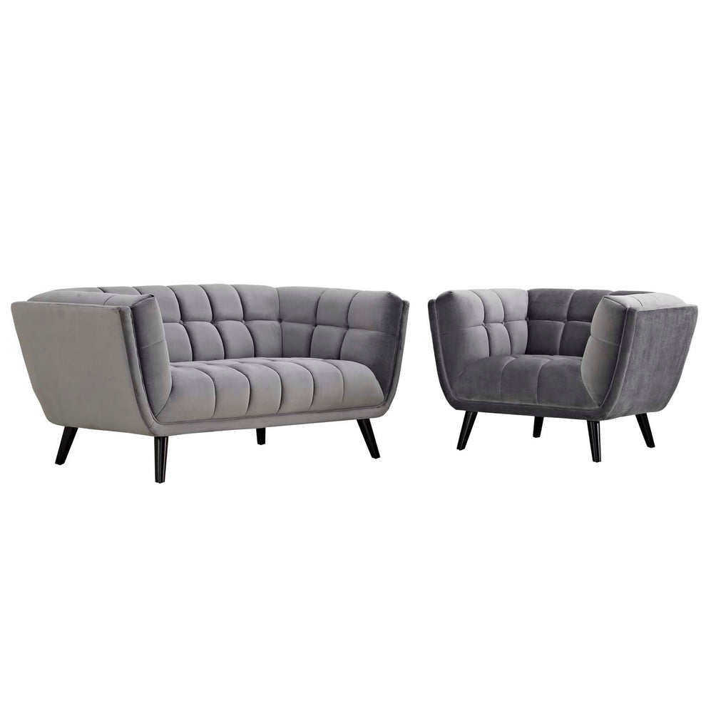 Modway Bestow 2 Piece Performance Velvet Loveseat and Armchair Set - EEI-2973 | Sofa Set | Modishstore - 3