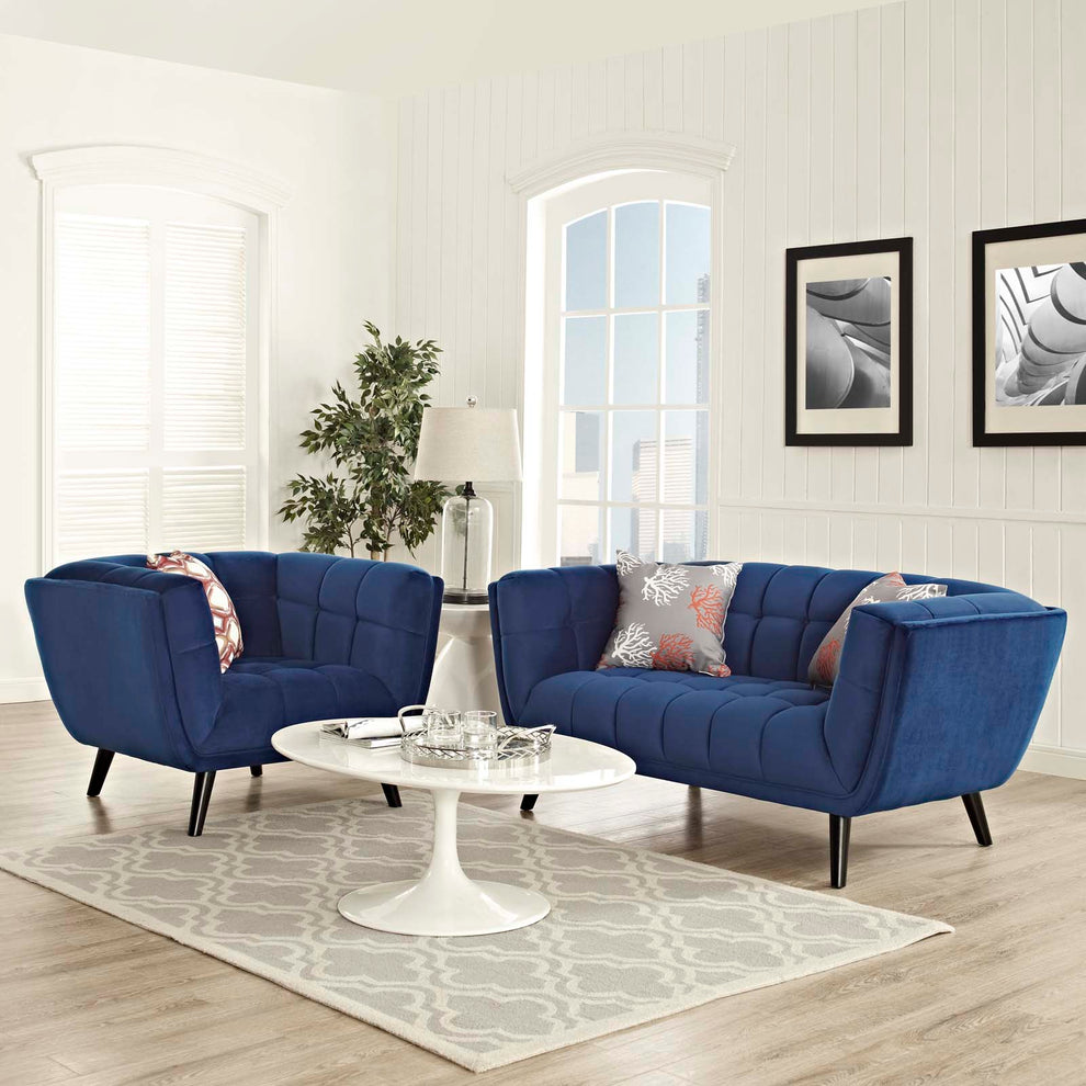 Modway Bestow 2 Piece Performance Velvet Loveseat and Armchair Set - EEI-2973 | Sofa Set | Modishstore - 14