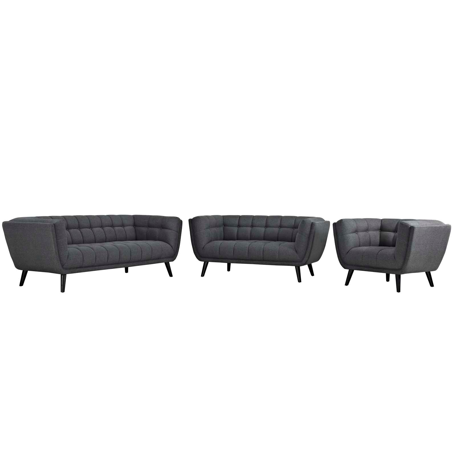 Modway Bestow 3 Piece Upholstered Fabric Sofa Loveseat and Armchair Set | Sofas | Modishstore-2