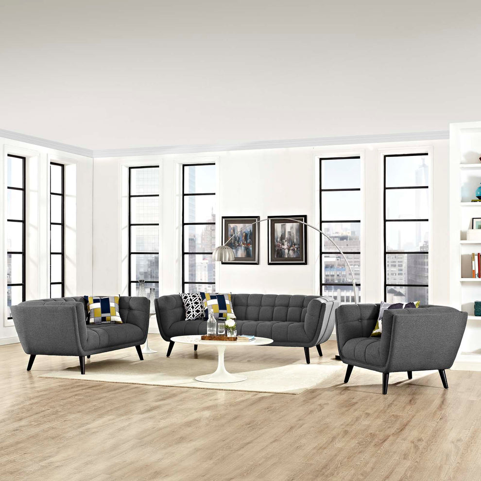 Modway Bestow 3 Piece Upholstered Fabric Sofa Loveseat and Armchair Set - EEI-2974 | Sofa Set | Modishstore - 1