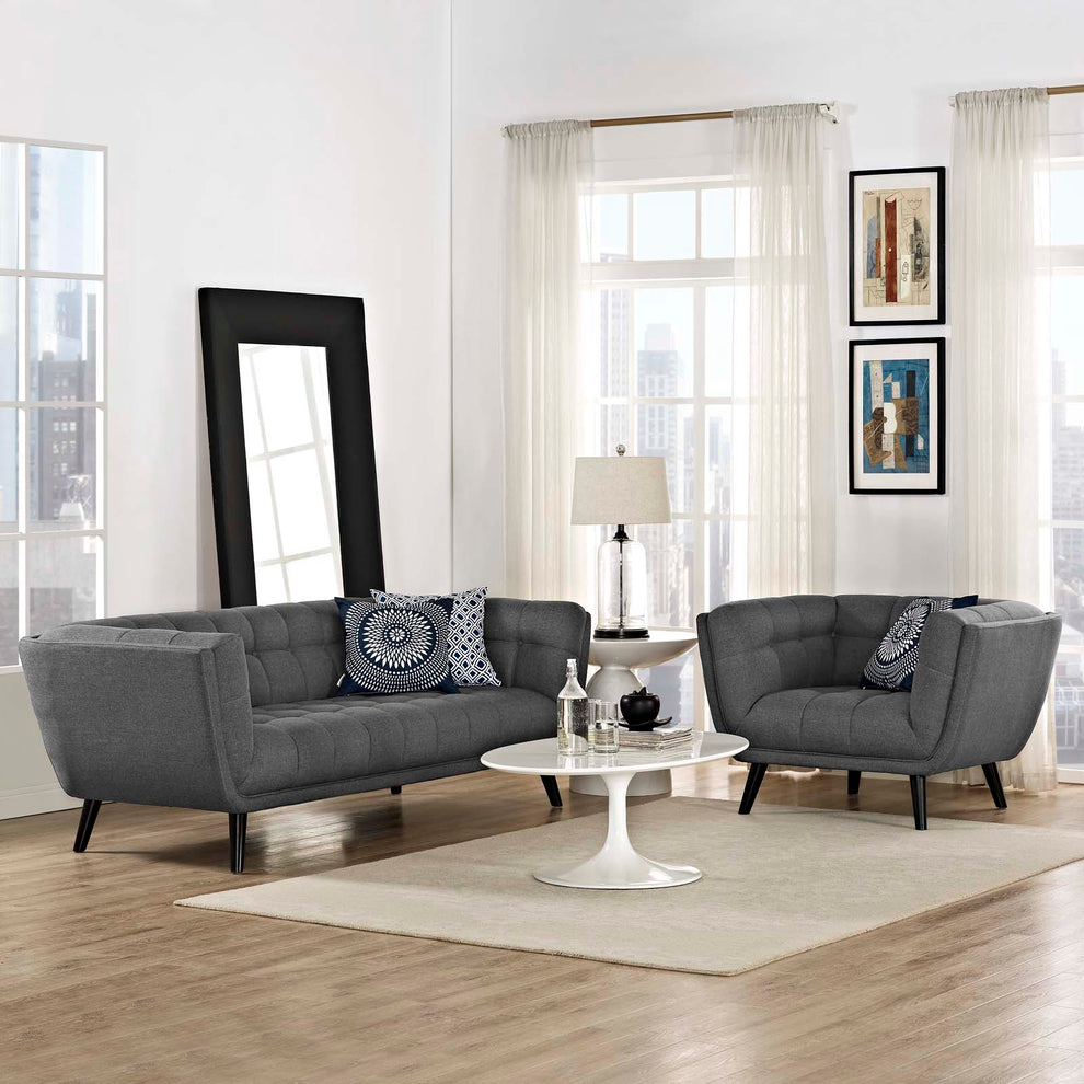 Modway Bestow 2 Piece Upholstered Fabric Sofa and Armchair Set - EEI-2976 | Sofa Set | Modishstore - 1