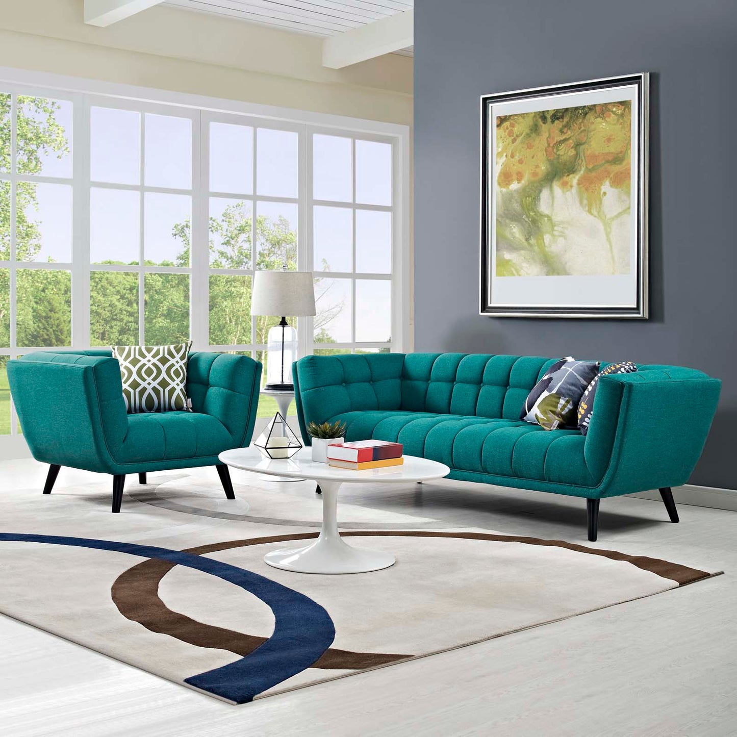Modway Bestow 2 Piece Upholstered Fabric Sofa and Armchair Set - EEI-2976 | Sofa Set | Modishstore - 6