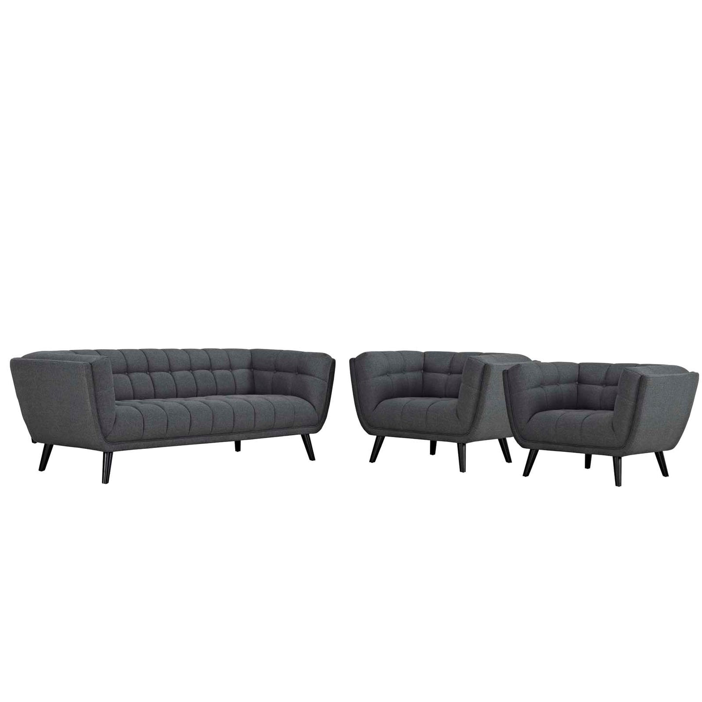 Modway Bestow 3 Piece Upholstered Fabric Sofa and Armchair Set | Sofas | Modishstore-8