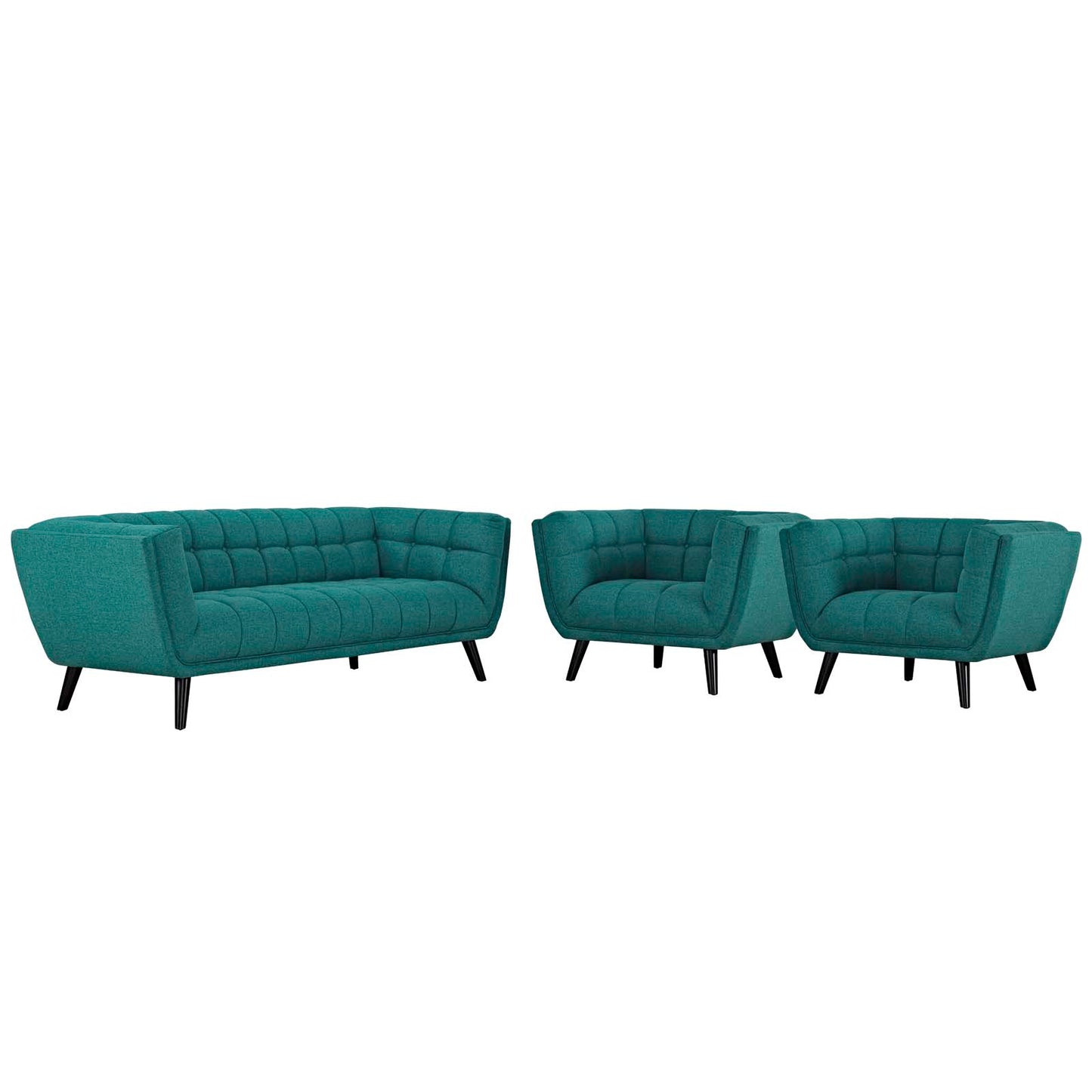 Modway Bestow 3 Piece Upholstered Fabric Sofa and Armchair Set | Sofas | Modishstore-13
