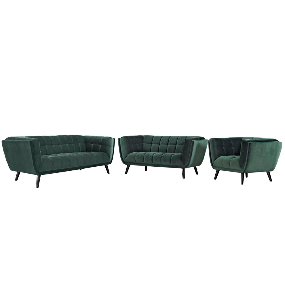 Modway Bestow 3 Piece Performance Velvet Sofa Loveseat and Armchair Set - EEI-2978 | Sofa Set | Modishstore - 11