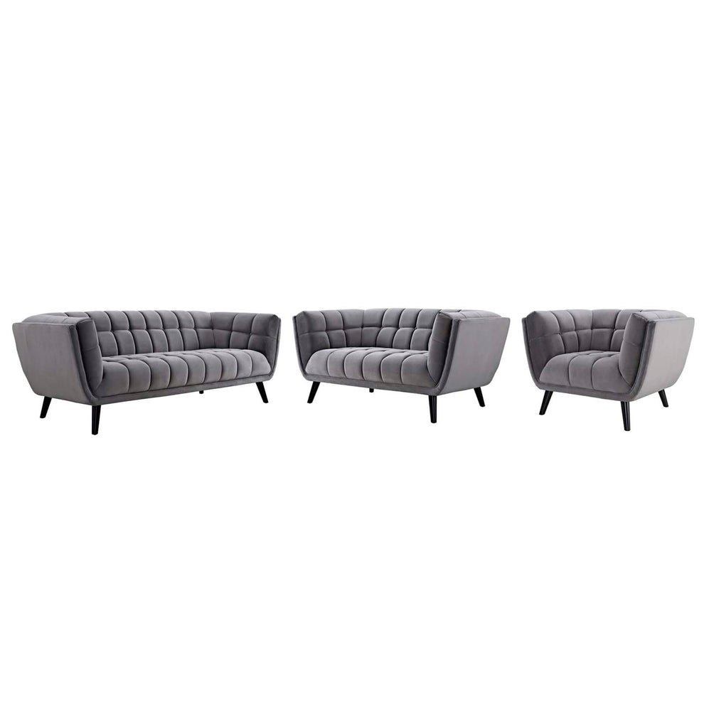 Modway Bestow 3 Piece Performance Velvet Sofa Loveseat and Armchair Set - EEI-2978 | Sofa Set | Modishstore - 12
