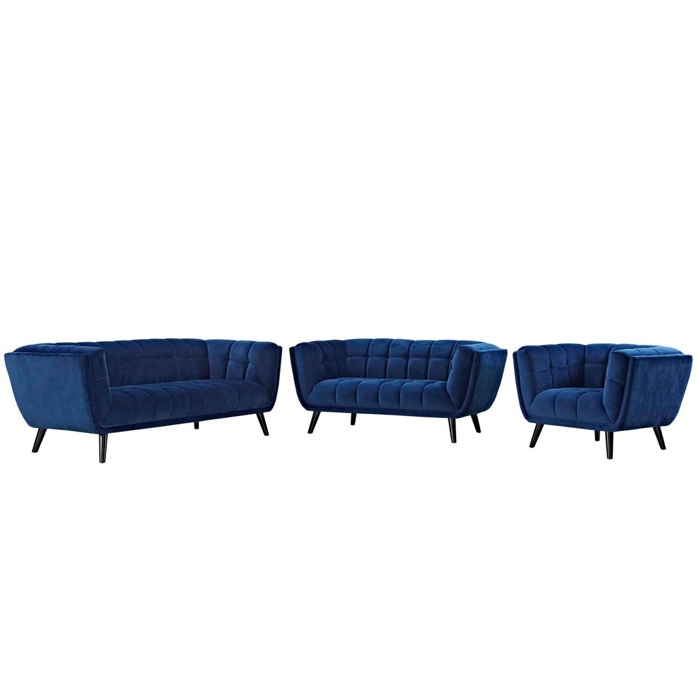 Modway Bestow 3 Piece Performance Velvet Sofa Loveseat and Armchair Set - EEI-2978 | Sofa Set | Modishstore - 2