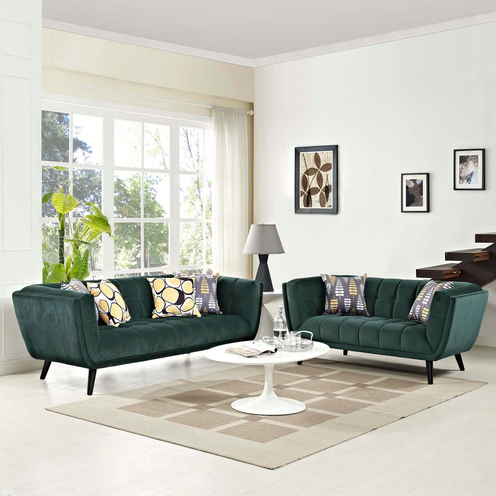 Modway Bestow 2 Piece Performance Velvet Sofa and Loveseat Set - EEI-2979 | Sofa Set | Modishstore - 1