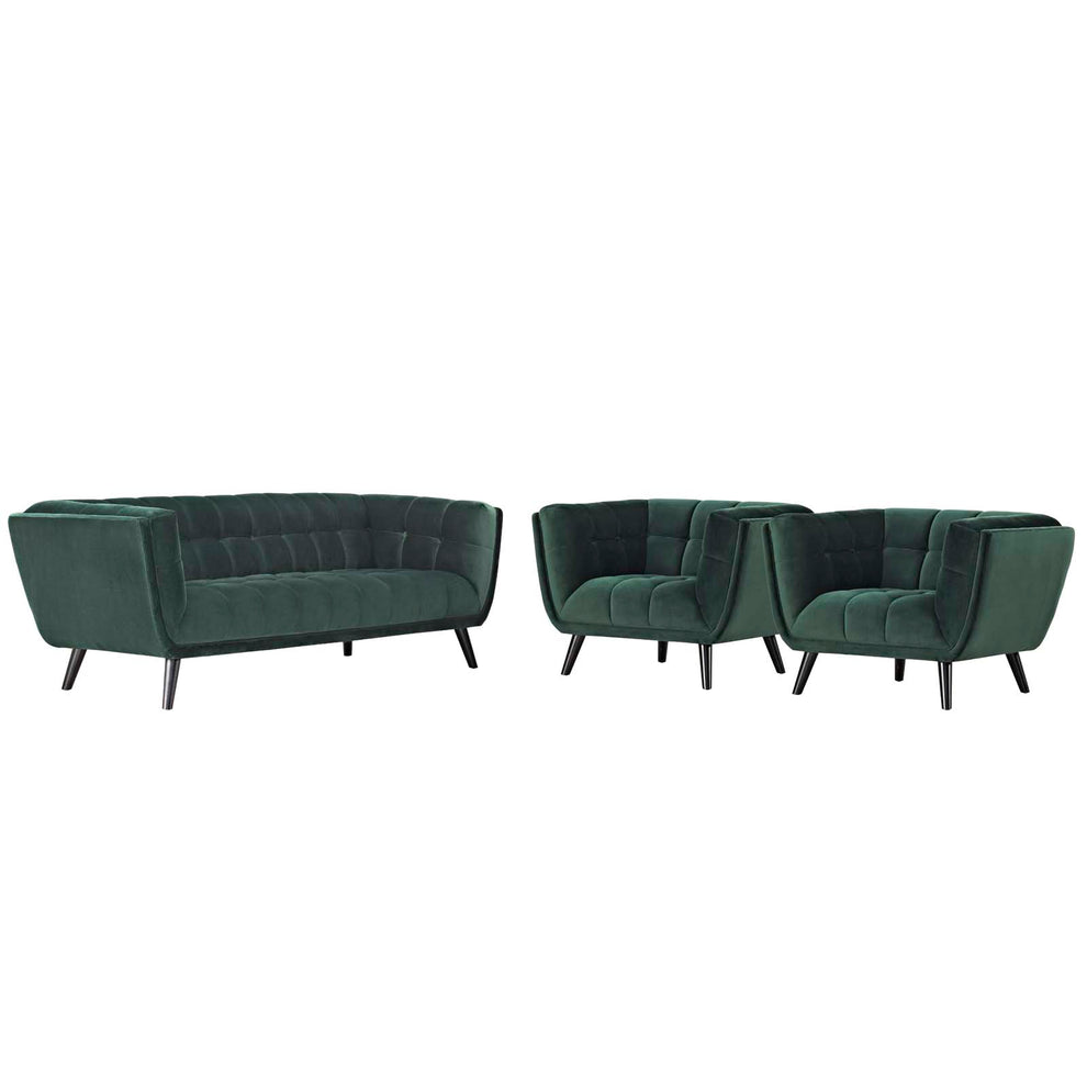 Modway Bestow 3 Piece Performance Velvet Sofa and Armchair Set - EEI-2981 | Sofa Set | Modishstore - 2