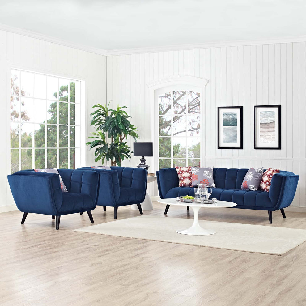 Modway Bestow 3 Piece Performance Velvet Sofa and Armchair Set - EEI-2981 | Sofa Set | Modishstore - 16