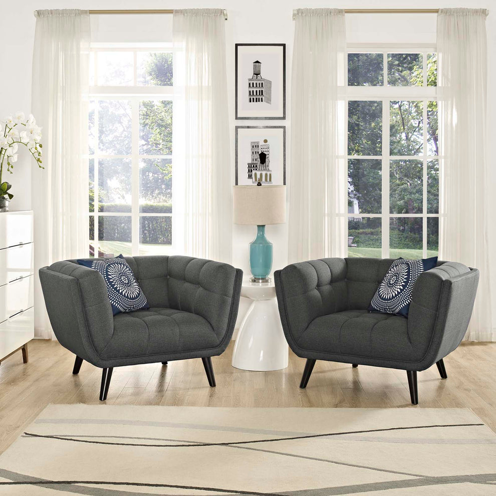 Modway Bestow 2 Piece Upholstered Fabric Armchair Set - EEI-2982 | Armchairs | Modishstore - 5