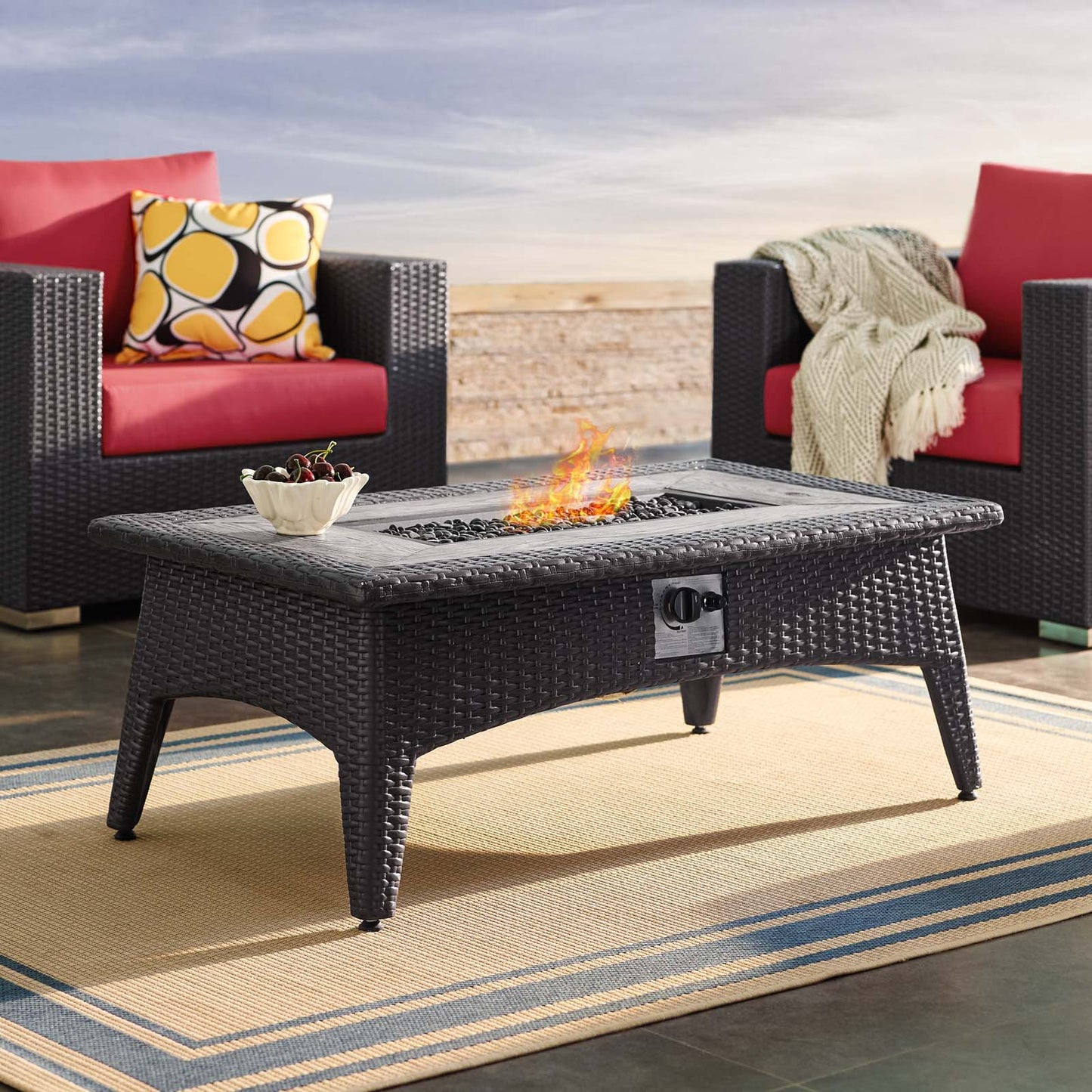 Splendor 43.5" Rectangle Outdoor Patio Fire Pit Table By Modway - EEI-2991 | FIRE PITS | Modishstore - 1