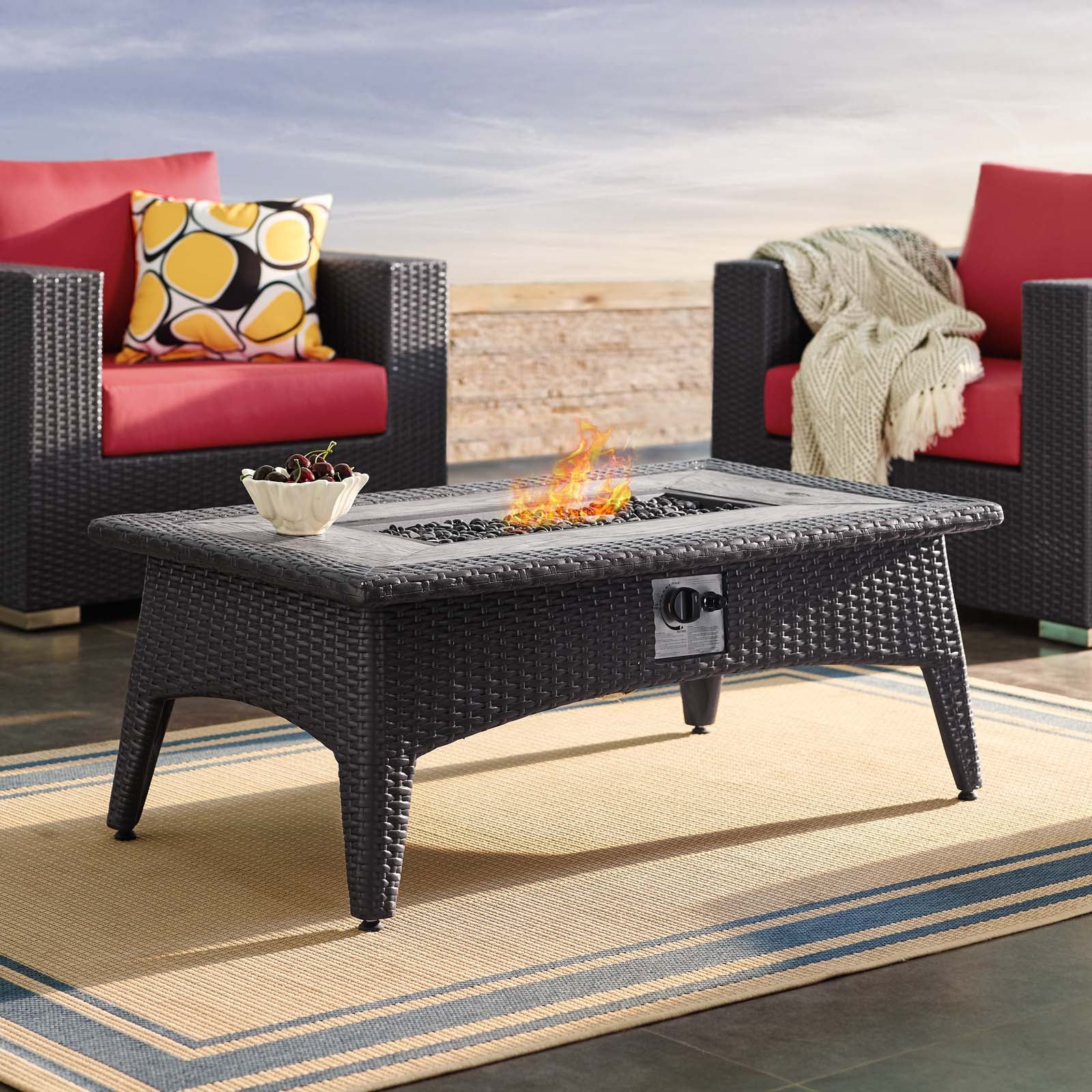Splendor 43.5" Rectangle Outdoor Patio Fire Pit Table By Modway - EEI-2991 | FIRE PITS | Modishstore - 1