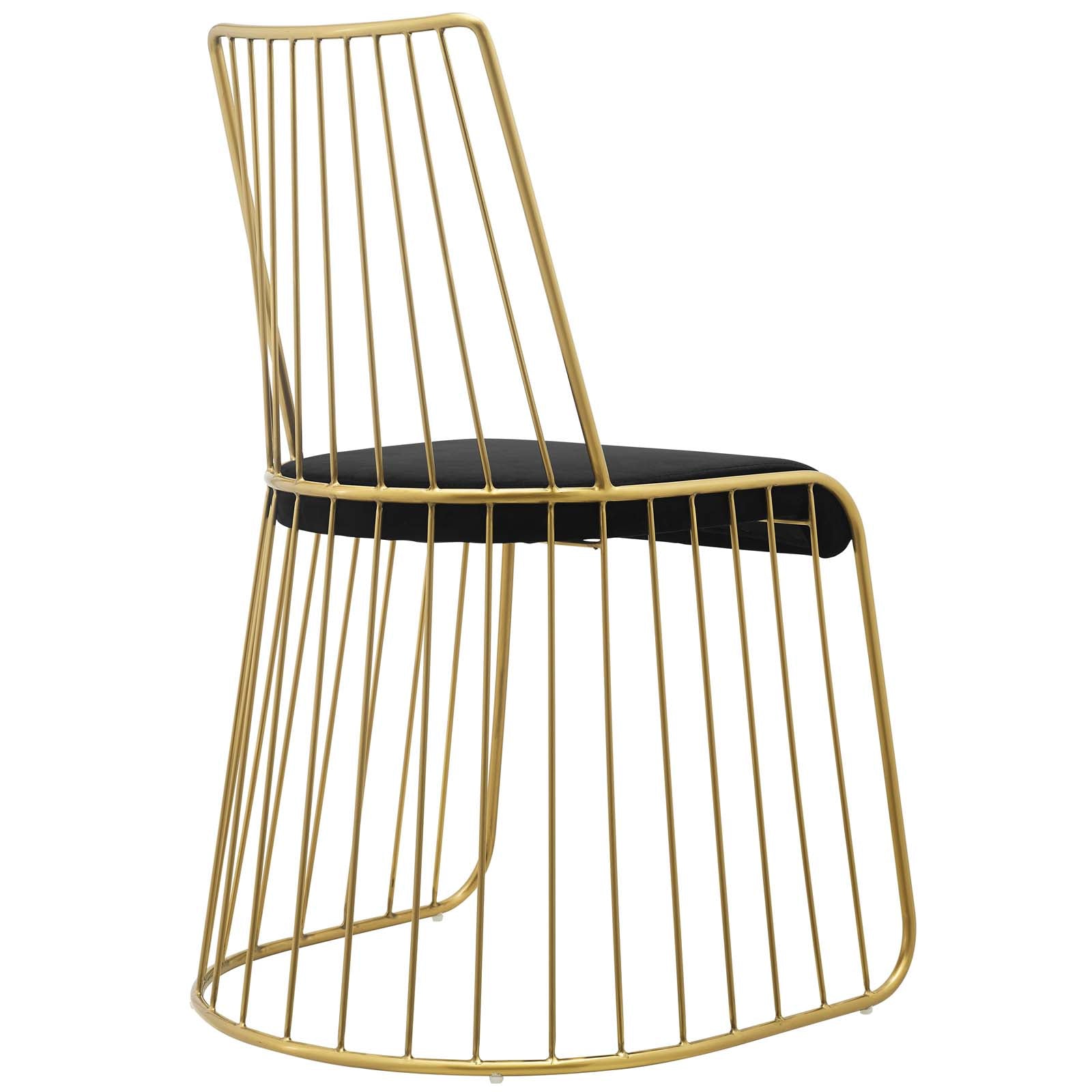 Modway Rivulet Gold Stainless Steel Upholstered Velvet Dining Chair - EEI-2994 | Dining Chairs | Modishstore - 4
