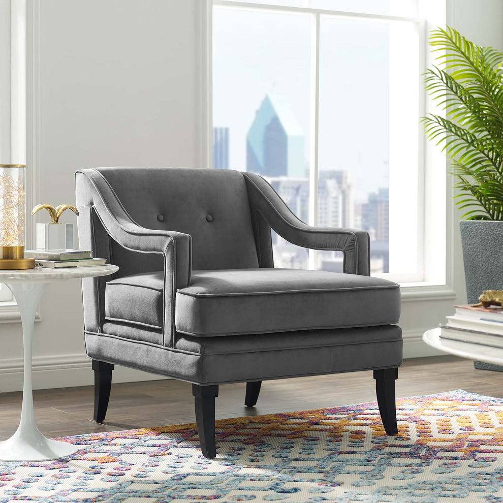 Modway Concur Button Tufted Upholstered Velvet Armchair - EEI-2996 | Armchairs | Modishstore - 6