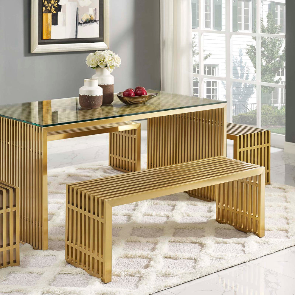Gridiron Large Stainless Steel Bench By Modway - EEI-3000 | Benches | Modishstore - 2