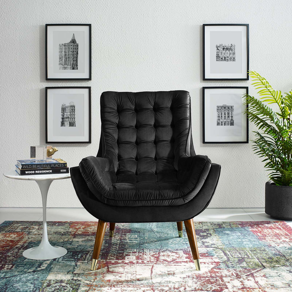 Modway Suggest Button Tufted Upholstered Velvet Lounge Chair - EEI-3001 | Lounge Chairs | Modishstore - 1