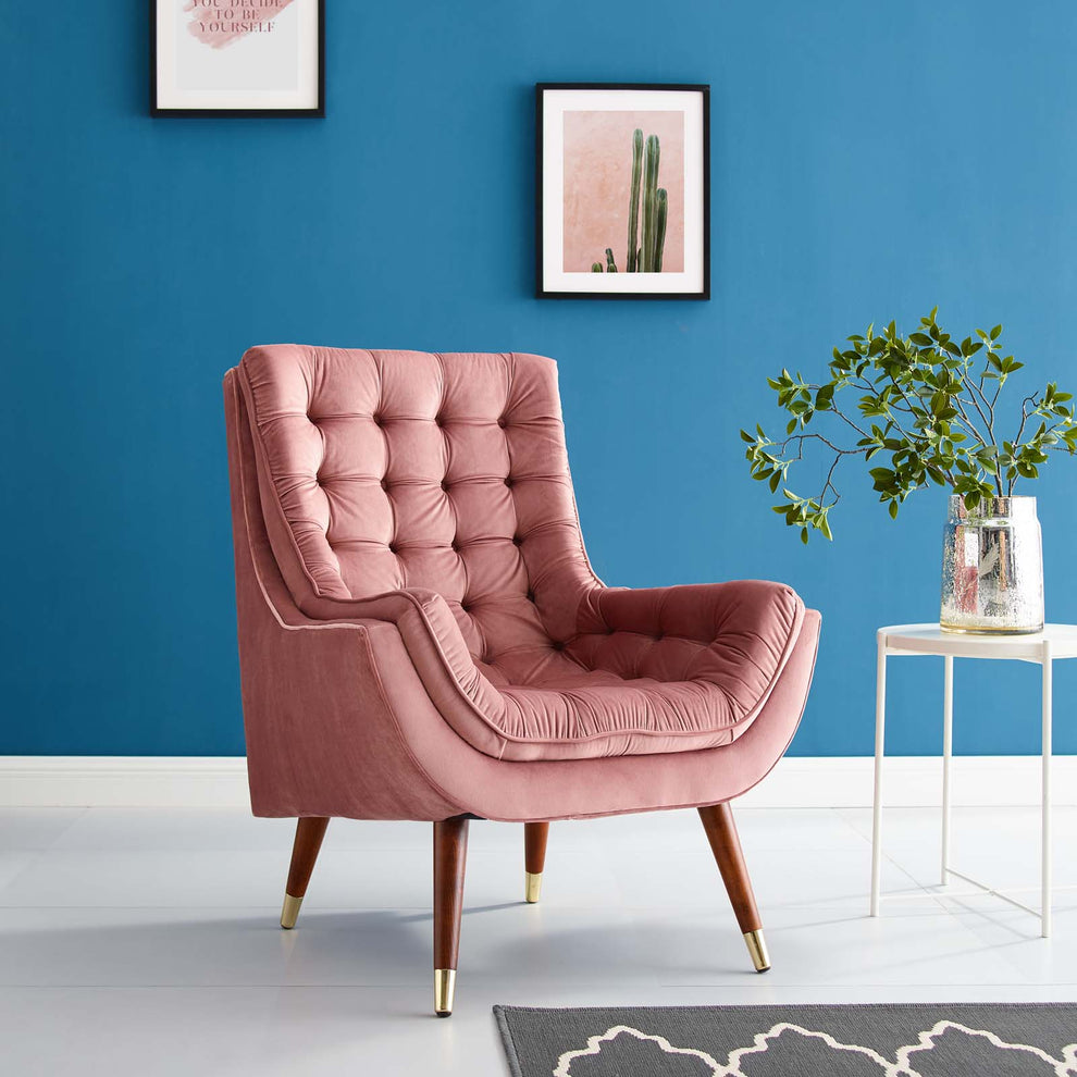 Modway Suggest Button Tufted Upholstered Velvet Lounge Chair - EEI-3001 | Lounge Chairs | Modishstore - 14