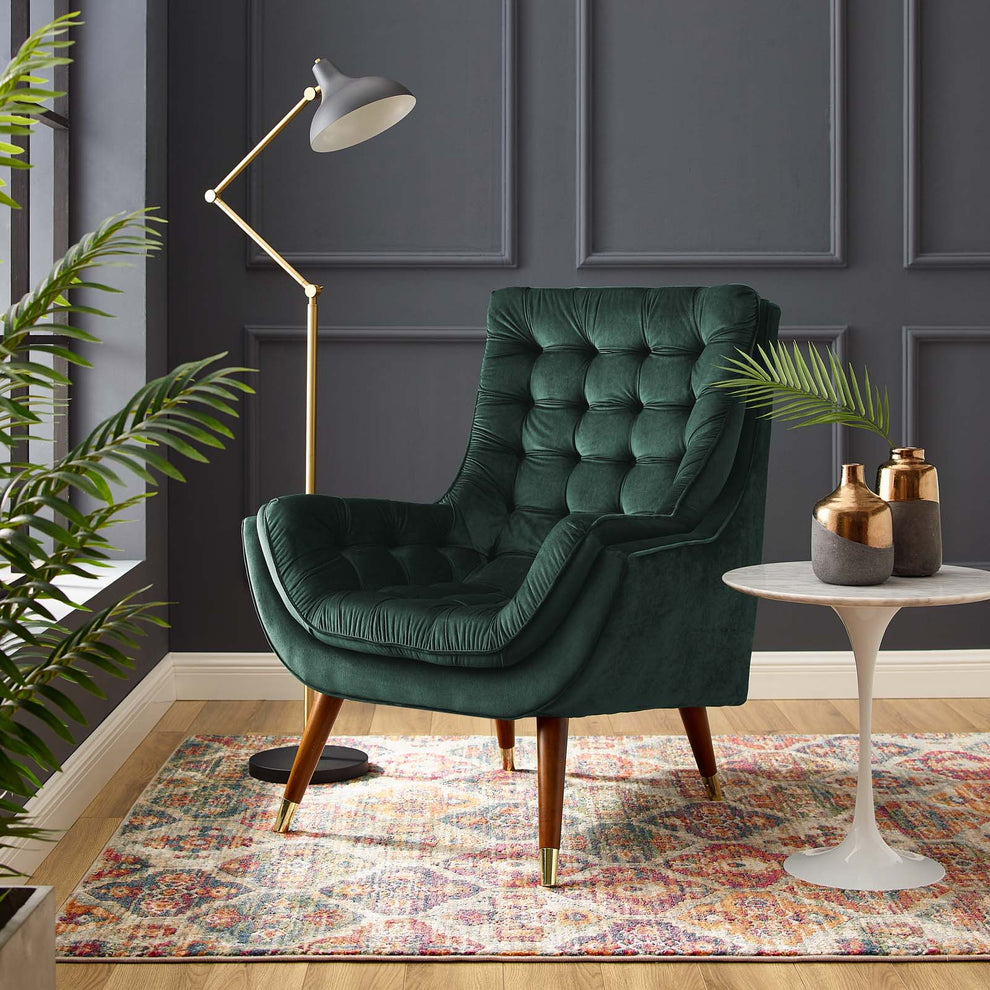 Modway Suggest Button Tufted Upholstered Velvet Lounge Chair - EEI-3001 | Lounge Chairs | Modishstore - 21
