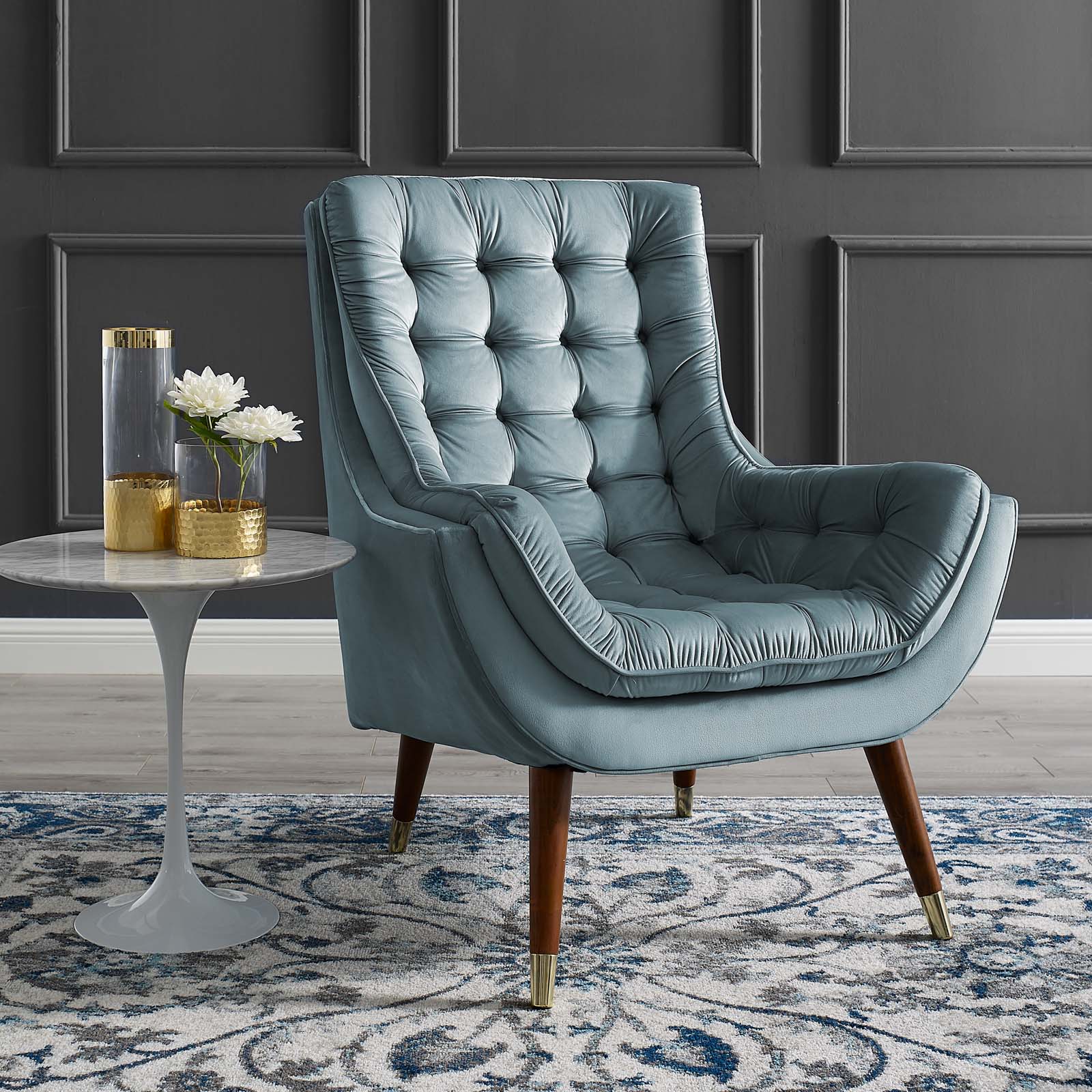 Modway Suggest Button Tufted Upholstered Velvet Lounge Chair | Lounge Chairs | Modishstore-35