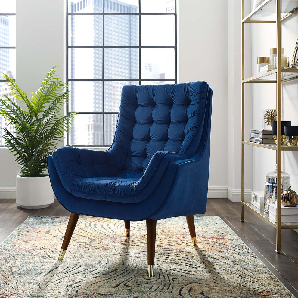 Modway Suggest Button Tufted Upholstered Velvet Lounge Chair - EEI-3001 | Lounge Chairs | Modishstore - 42