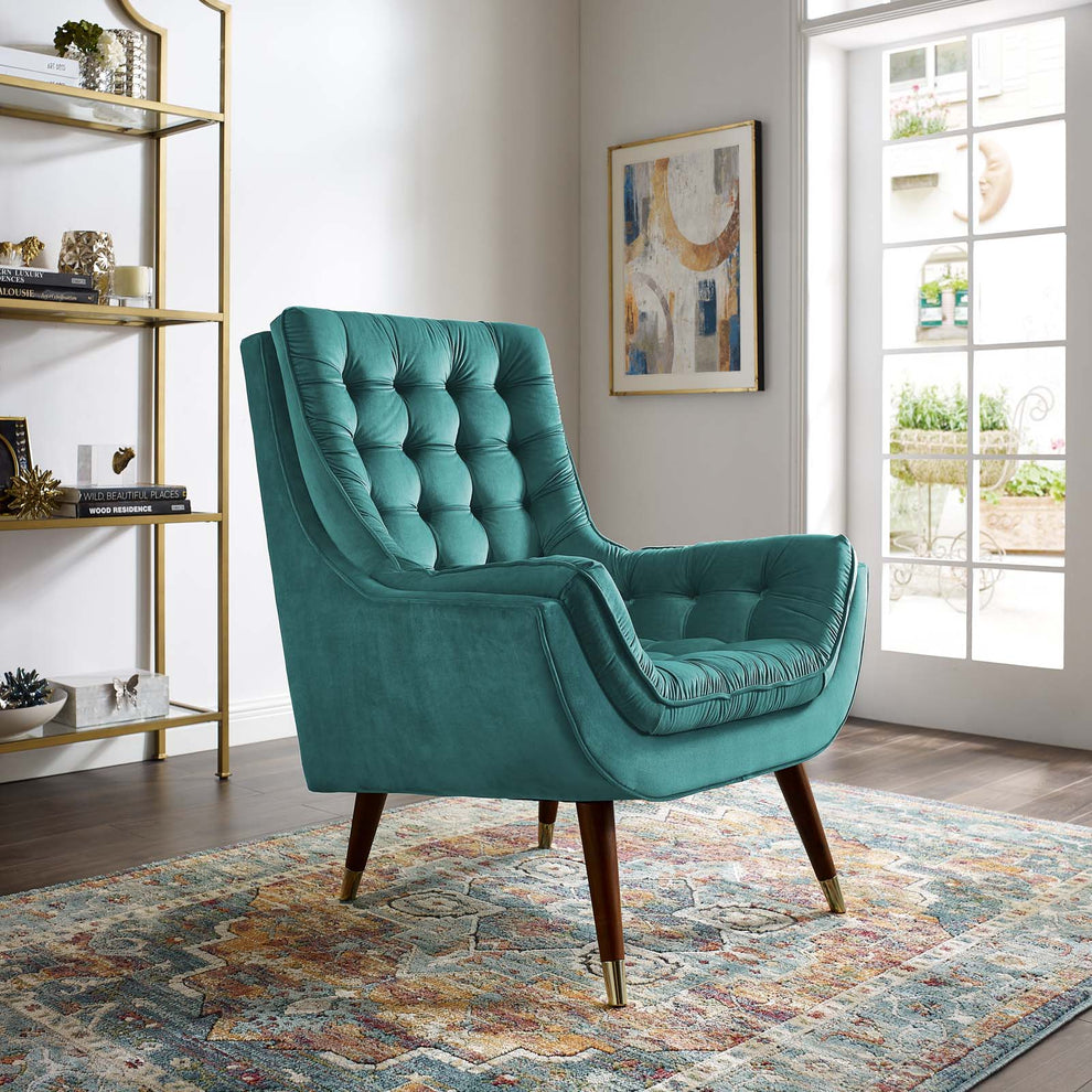 Modway Suggest Button Tufted Upholstered Velvet Lounge Chair - EEI-3001 | Lounge Chairs | Modishstore - 47