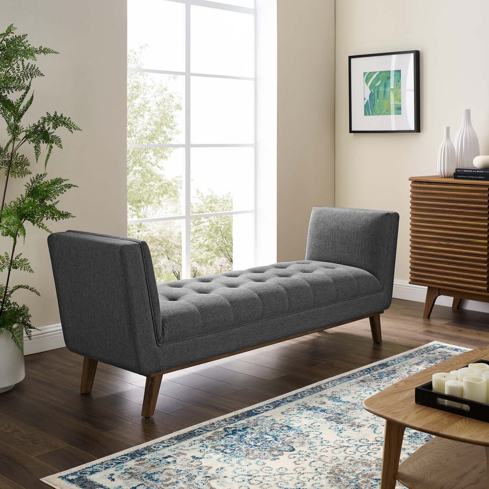 Modway Haven Tufted Button Upholstered Fabric Accent Bench - EEI-3002 | Benches | Modishstore - 6