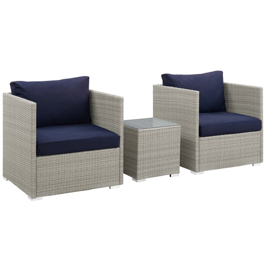 Repose 3 Piece Outdoor Patio Sunbrella® Sectional Set By Modway - EEI-3007 | Outdoor Sofas, Loveseats & Sectionals | Modishstore