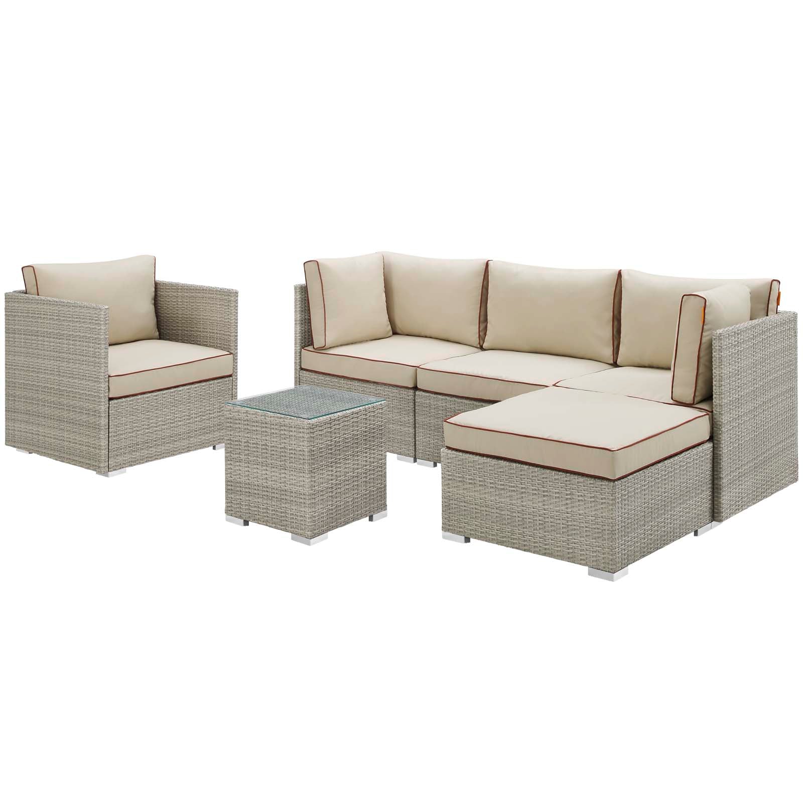Repose 6 Piece Outdoor Patio Sectional Set By Modway - EEI-3014 | Outdoor Sofas, Loveseats & Sectionals | Modishstore - 2