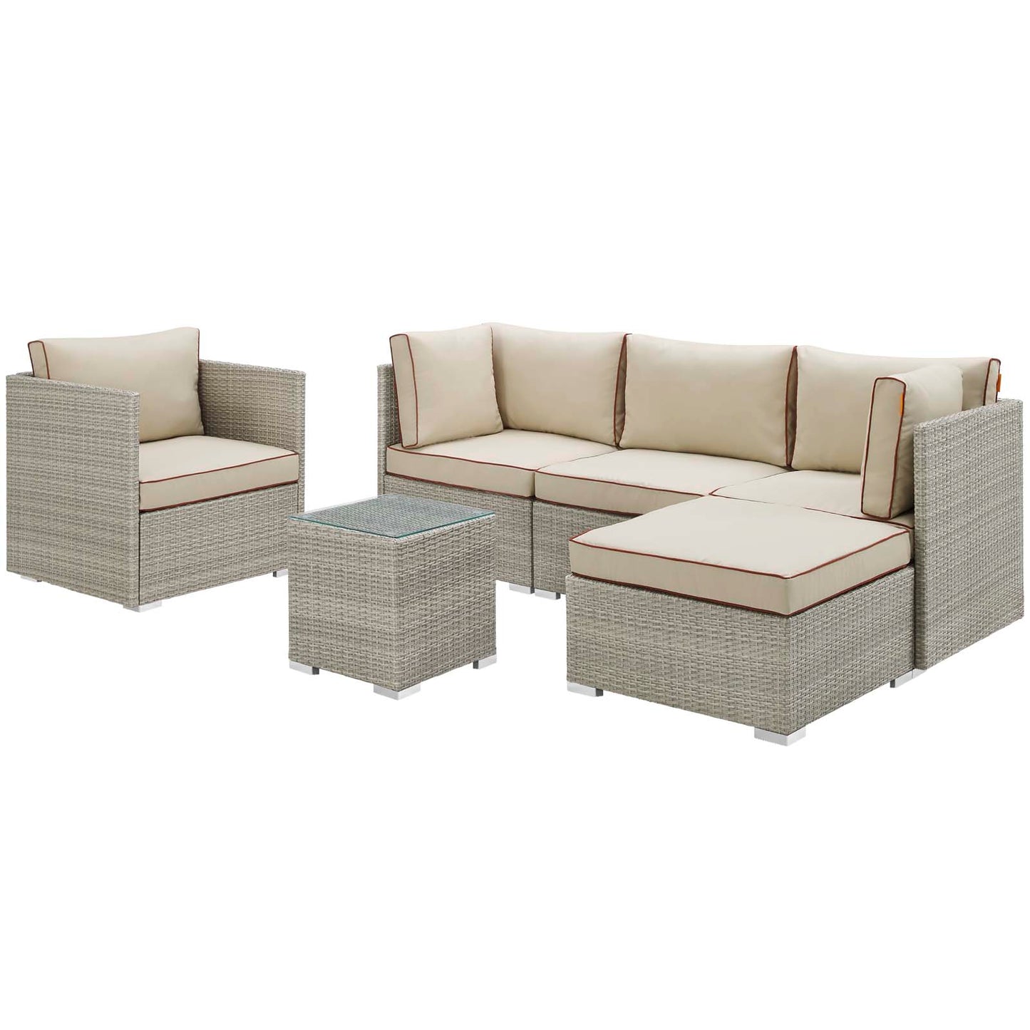 Repose 6 Piece Outdoor Patio Sectional Set By Modway - EEI-3014 | Outdoor Sofas, Loveseats & Sectionals | Modishstore - 2