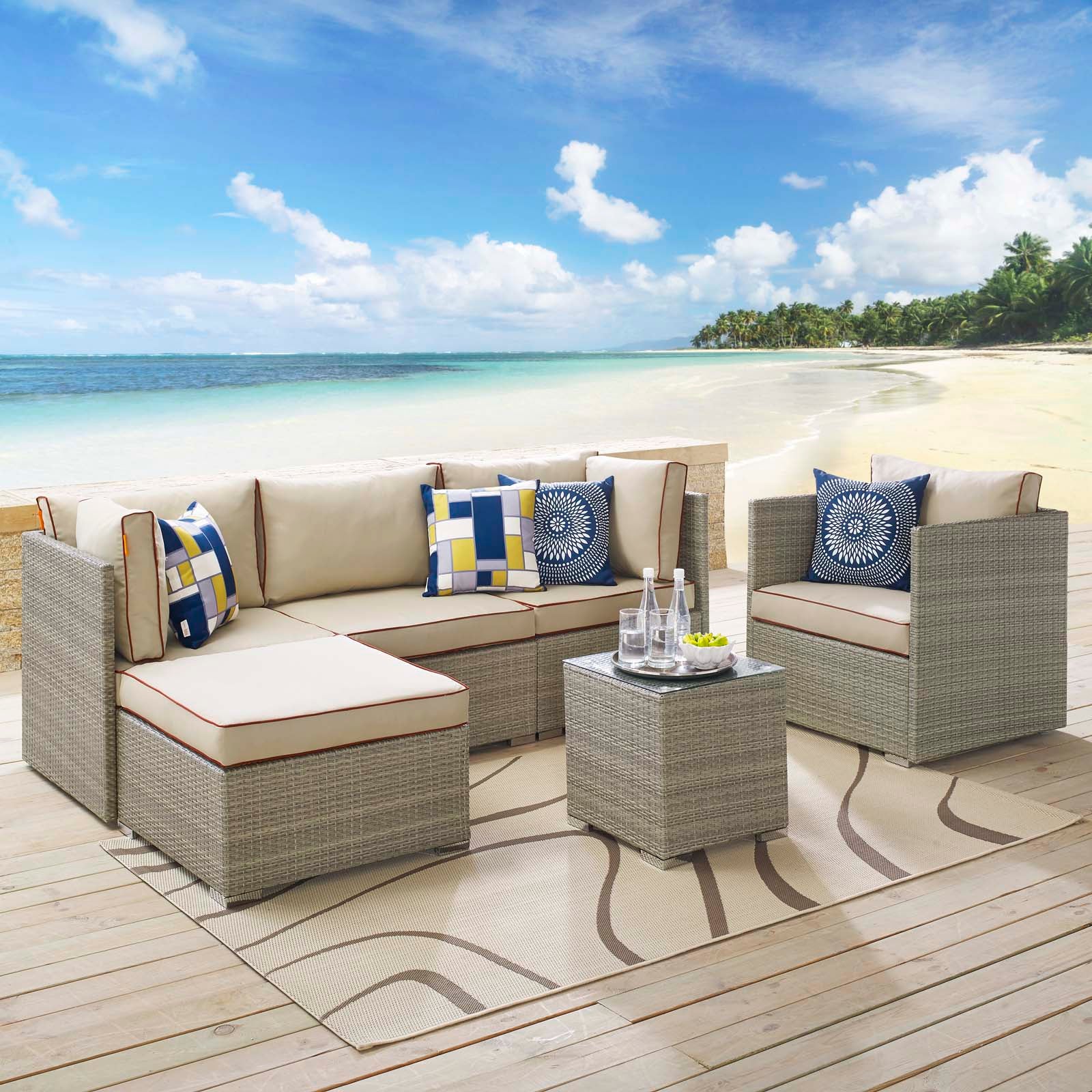 Repose 6 Piece Outdoor Patio Sectional Set By Modway - EEI-3014 ...