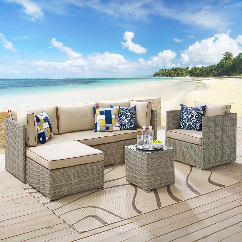 Repose 6 Piece Outdoor Patio Sectional Set By Modway - EEI-3014 | Outdoor Sofas, Loveseats & Sectionals | Modishstore - 1