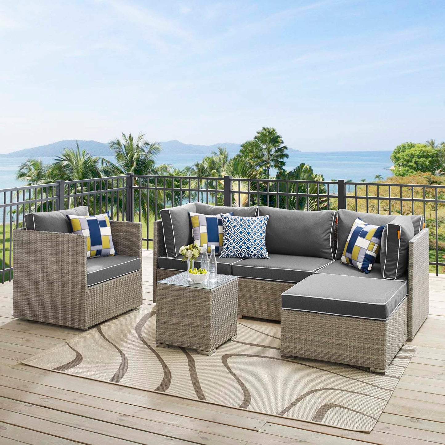 Repose 6 Piece Outdoor Patio Sectional Set By Modway - EEI-3014 | Outdoor Sofas, Loveseats & Sectionals | Modishstore - 14