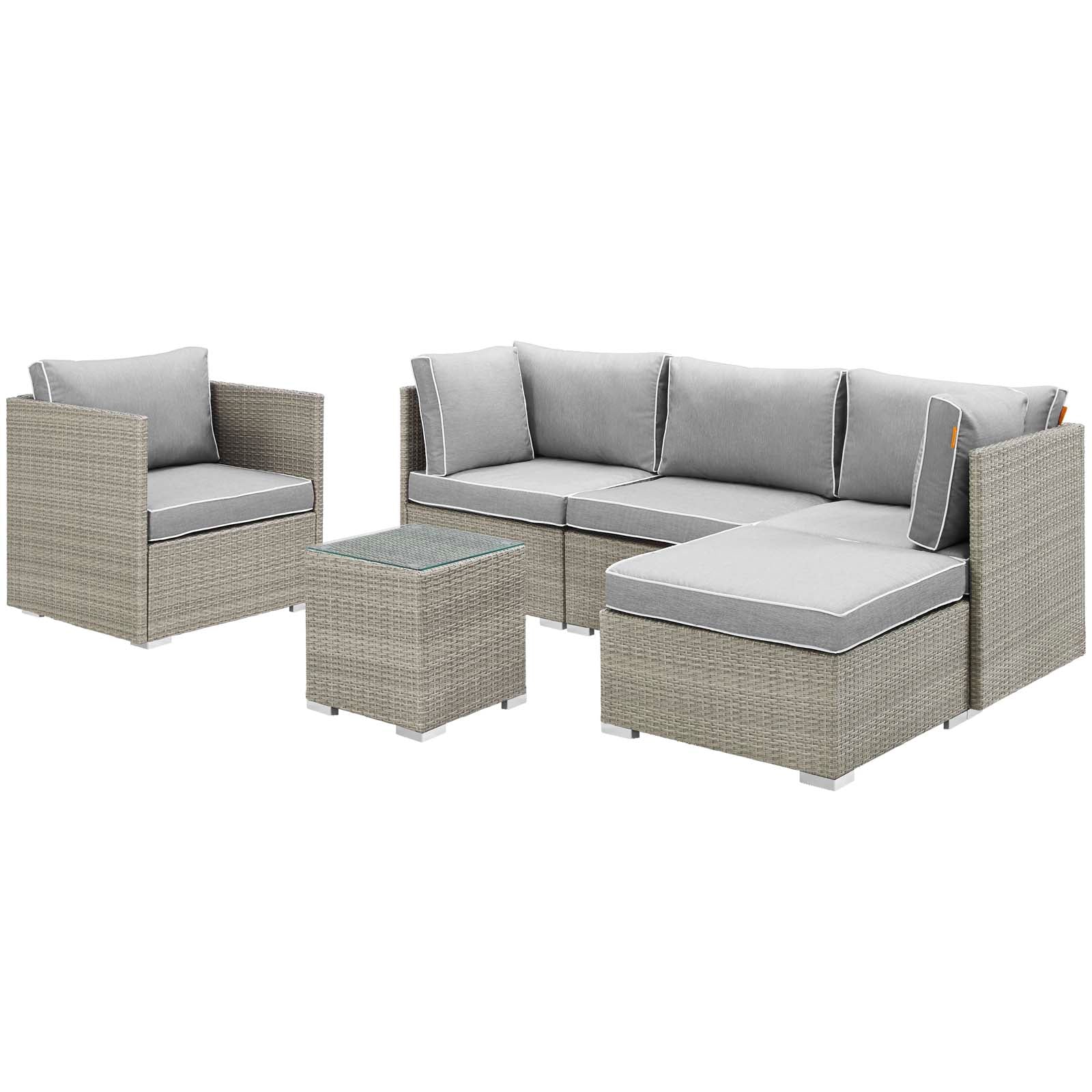 Repose 6 Piece Outdoor Patio Sectional Set By Modway - EEI-3014 | Outdoor Sofas, Loveseats & Sectionals | Modishstore - 15