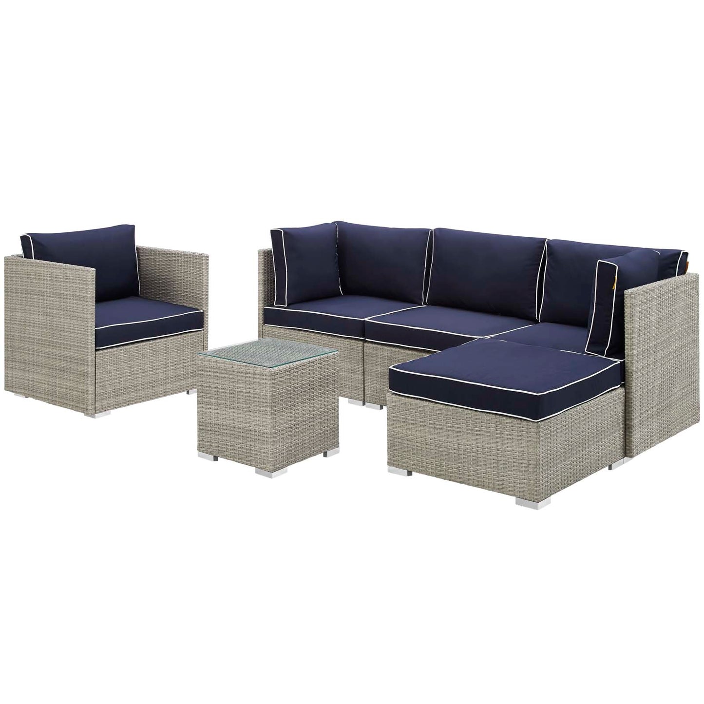 Repose 6 Piece Outdoor Patio Sectional Set By Modway - EEI-3014 | Outdoor Sofas, Loveseats & Sectionals | Modishstore - 22