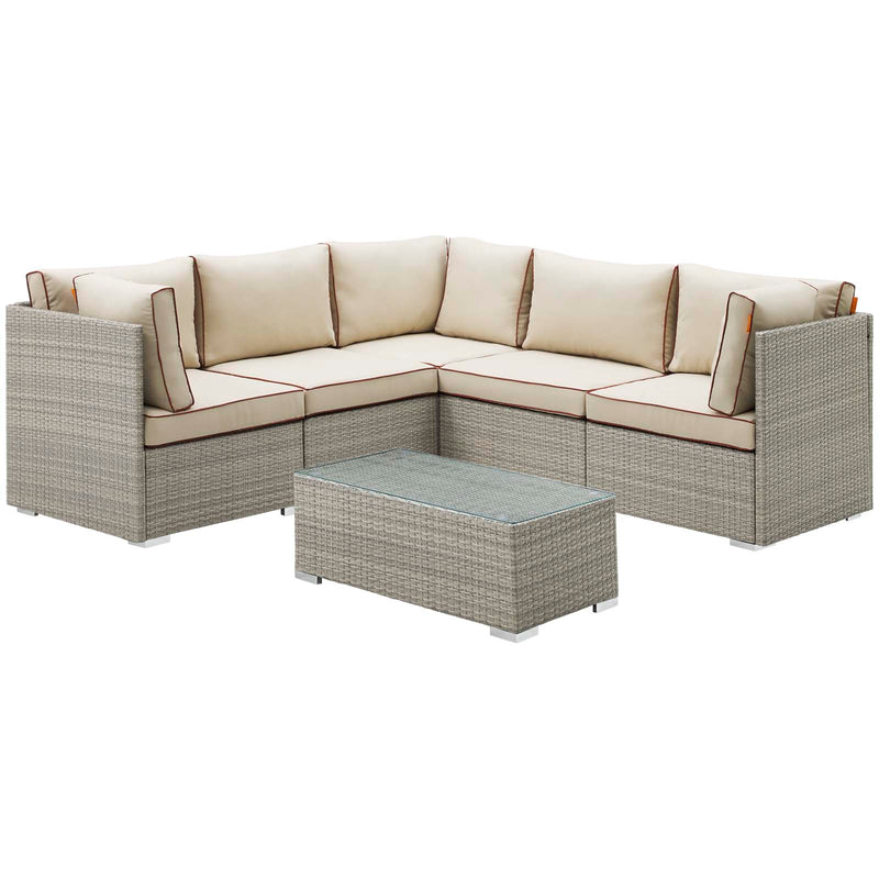 Modway Repose 6 Piece Outdoor Patio Sectional Set | Outdoor Sofas, Loveseats & Sectionals | Modishstore-2