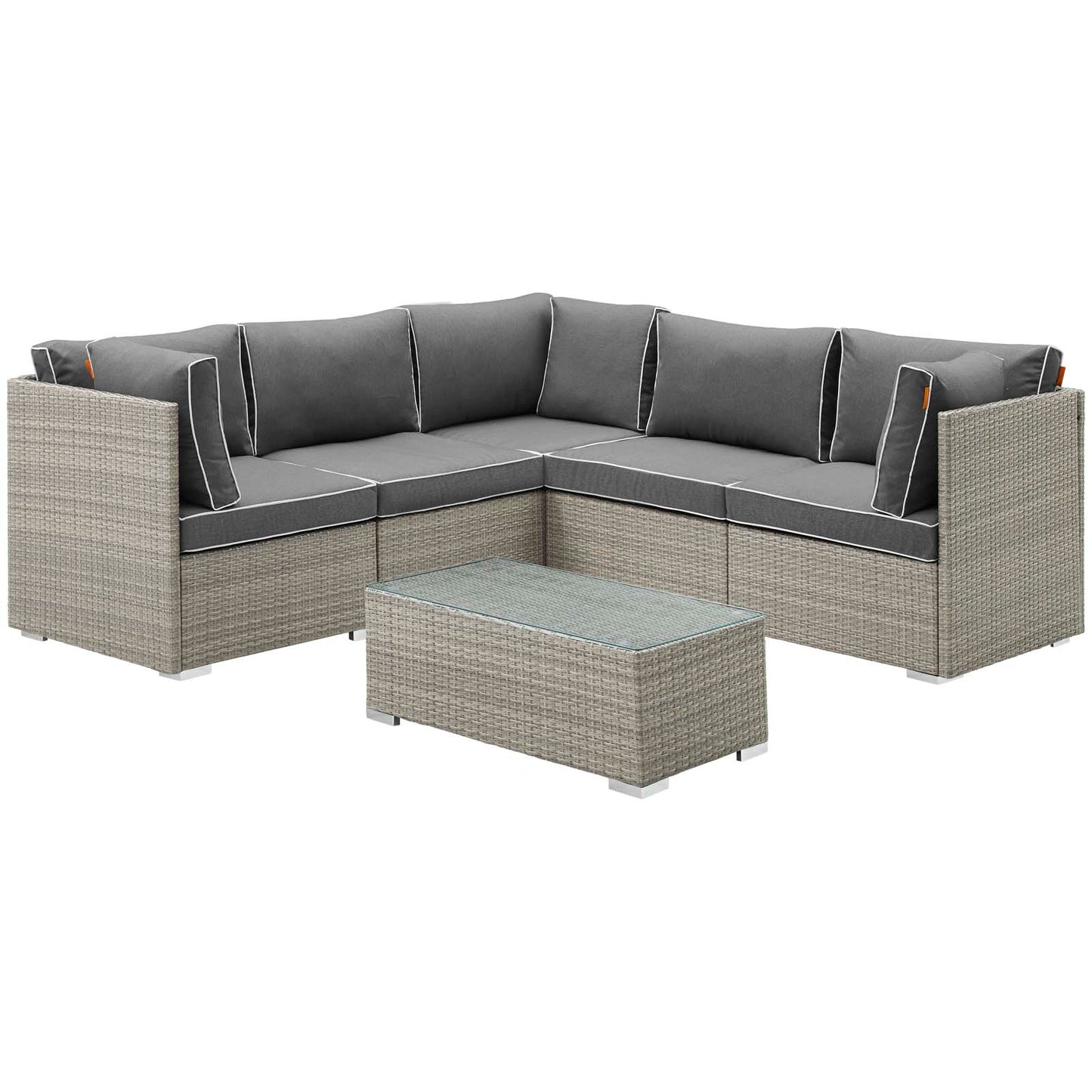 Modway Repose 6 Piece Outdoor Patio Sectional Set | Outdoor Sofas, Loveseats & Sectionals | Modishstore-7