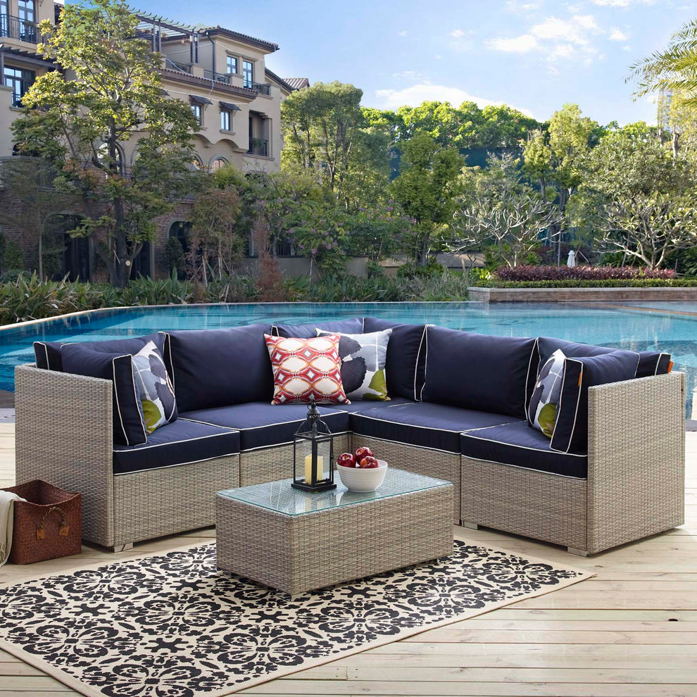 Modway Repose 6 Piece Outdoor Patio Sectional Set - EEI-3016 | Outdoor Sofas, Loveseats & Sectionals | Modishstore - 12
