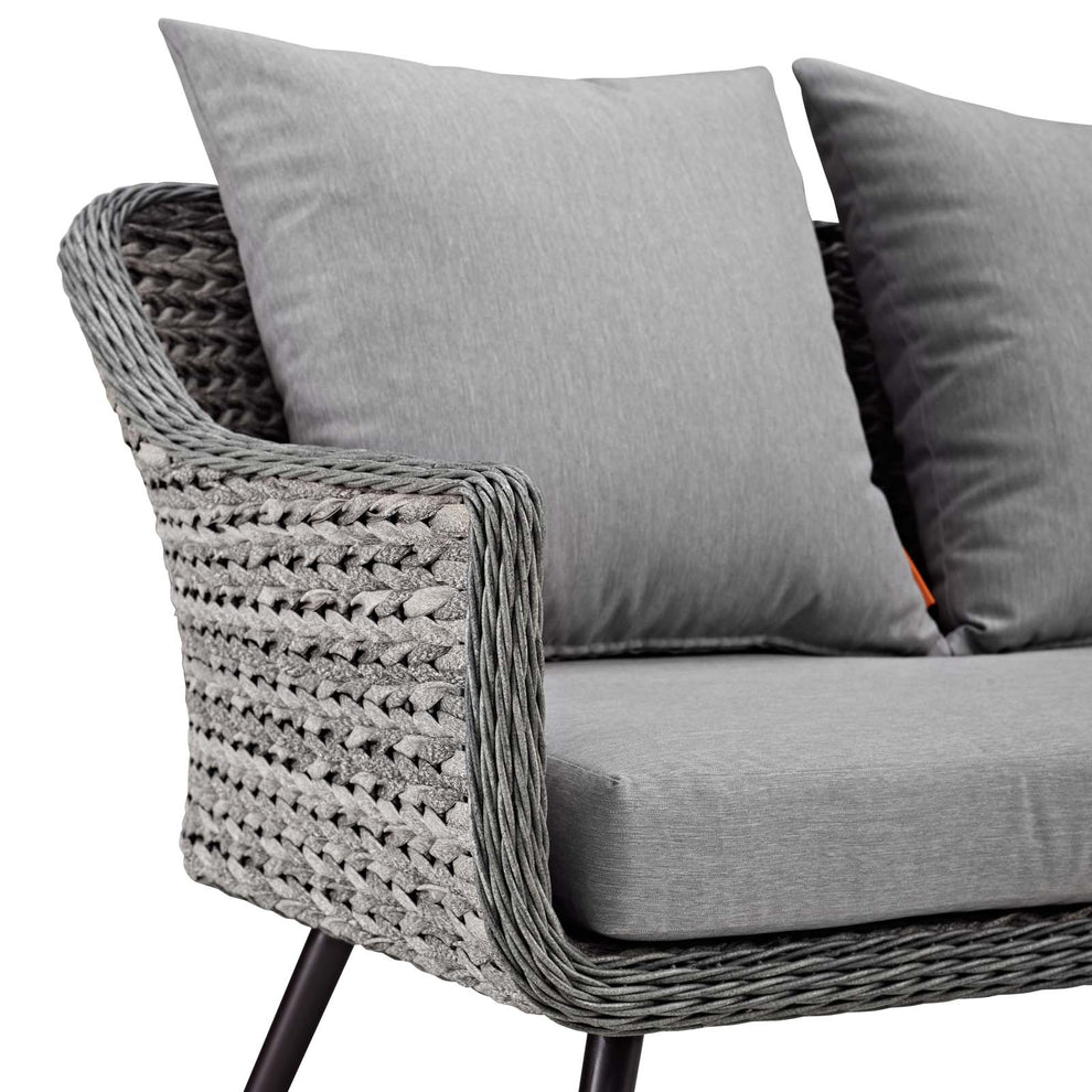 Modway Endeavor Outdoor Patio Wicker Rattan Loveseat Gray - EEI-3024 | Outdoor Sofas, Loveseats & Sectionals | Modishstore - 6