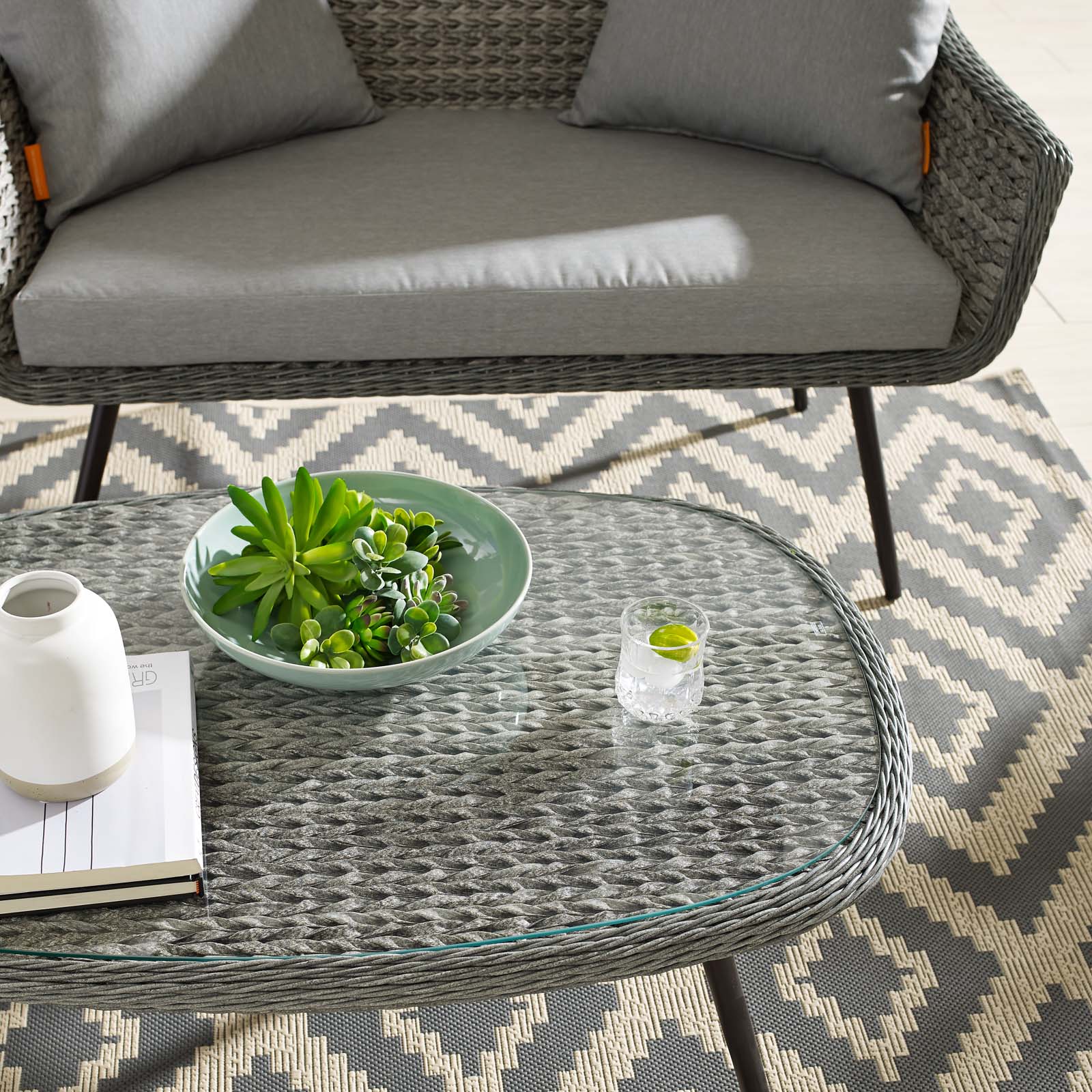 Modway Endeavor Outdoor Patio Wicker Rattan Coffee Table Gray | Coffee Tables | Modishstore-6