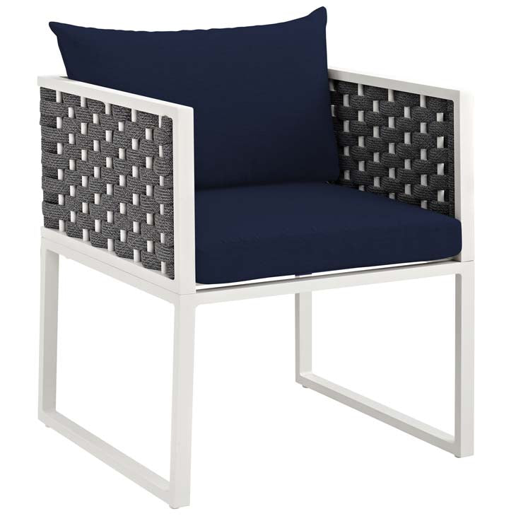 Modway Stance Outdoor Patio Aluminum Dining Armchair White Navy | Armchairs | Modishstore-2