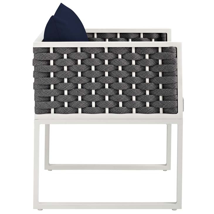 Modway Stance Outdoor Patio Aluminum Dining Armchair White Navy | Armchairs | Modishstore-3
