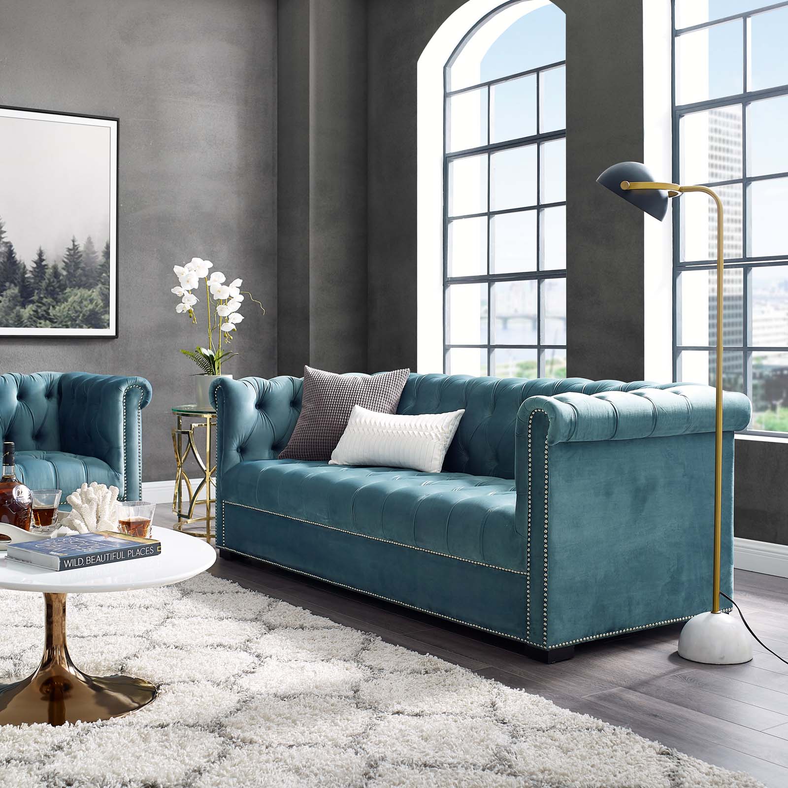 Modway Heritage Upholstered Velvet Sofa | Sofas | Modishstore-17