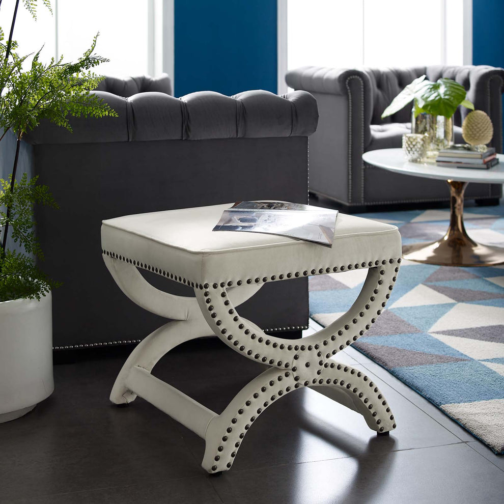 Modway Expound Upholstered Nailhead Trim Velvet Ottoman - EEI-3068 | Ottomans | Modishstore - 11